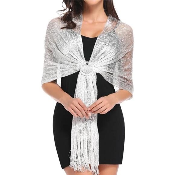 Sparkling Metallic Shawls and Wraps for Evening Party/Wedding/Formal - Picture 1 of 1